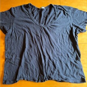 Buck Mason L navy blue V-neck T-shirt made in America